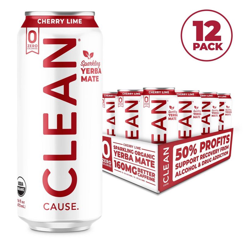 Clean Cause Sparkling Yerba Mate Cherry Lime - 16 fl oz Can