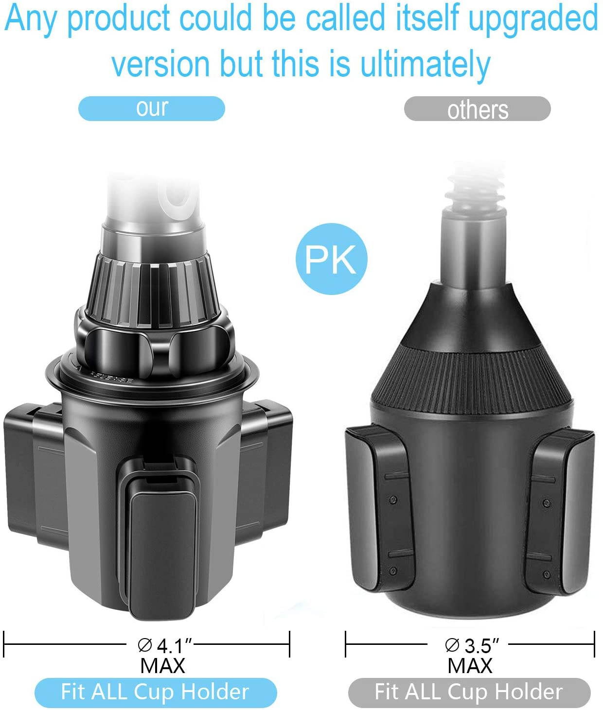 Car-Cup-Holder-Phone-Mount Adjustable Long Pole Automobile Cup Holder Smart Phone Cradle Car Mount for iPhone 11 Pro/XR/XS Max/X/8/7 Plus/6s/Samsung S10 /Note 9/S8 Plus/S7 Edge-Black