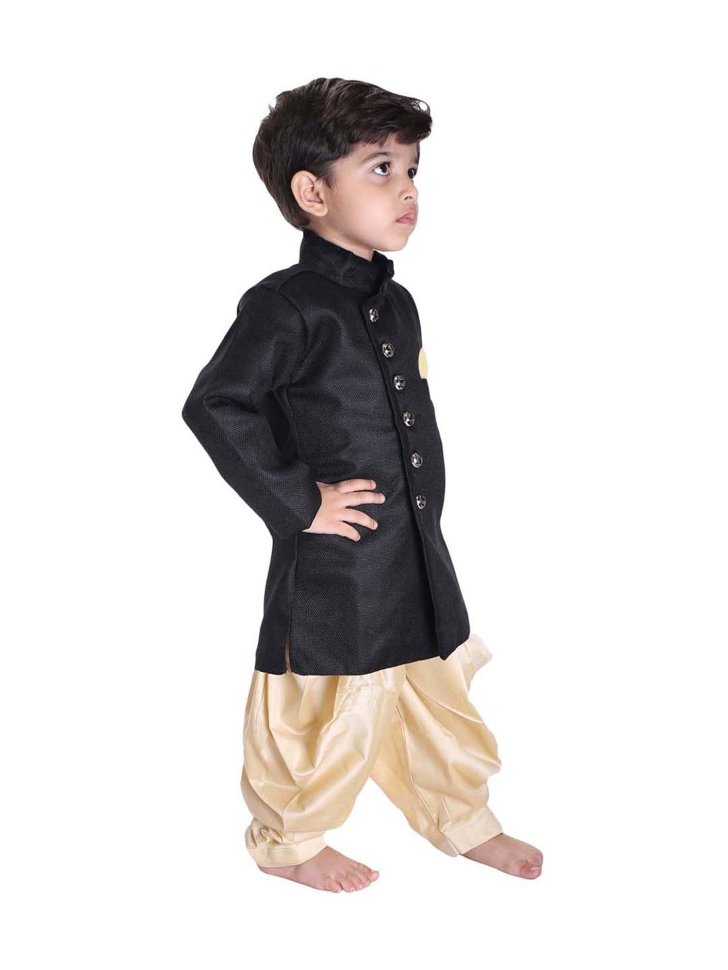 VASTRAMAY Boys Turquoise Floral Full Sleeves Indowestern