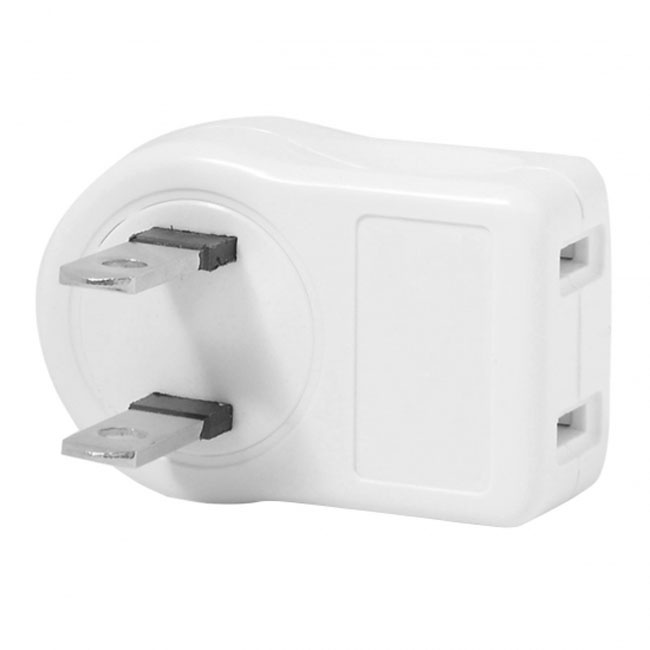 Jimier NEMA 1-15P USA Outlet Saver Power Extension Adapter 2-prong 2 Outlets 90 Degree Up Down Angled PW-014-UP