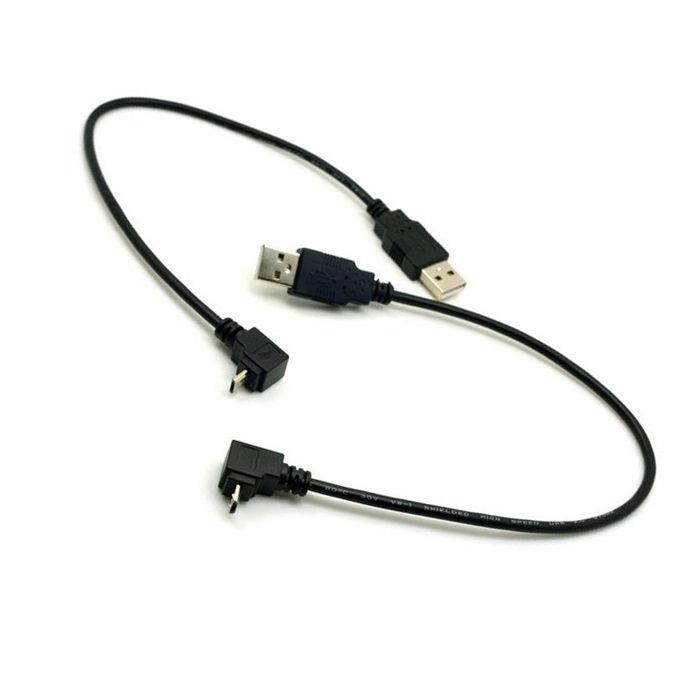 2pcs USB 2.0 Male to Micro USB Up & Down Angled Cable 30cm for Phone & Tablet