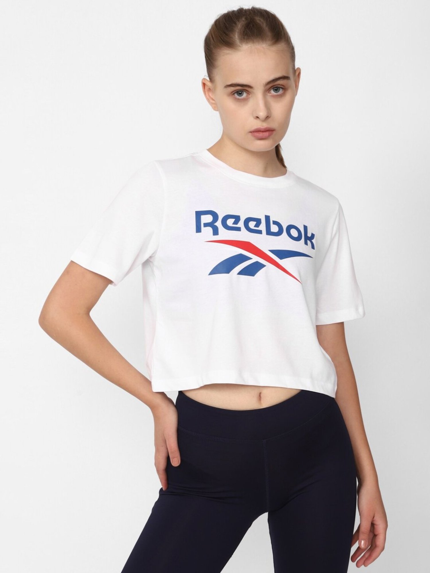 Reebok White Printed Sports T-Shirt