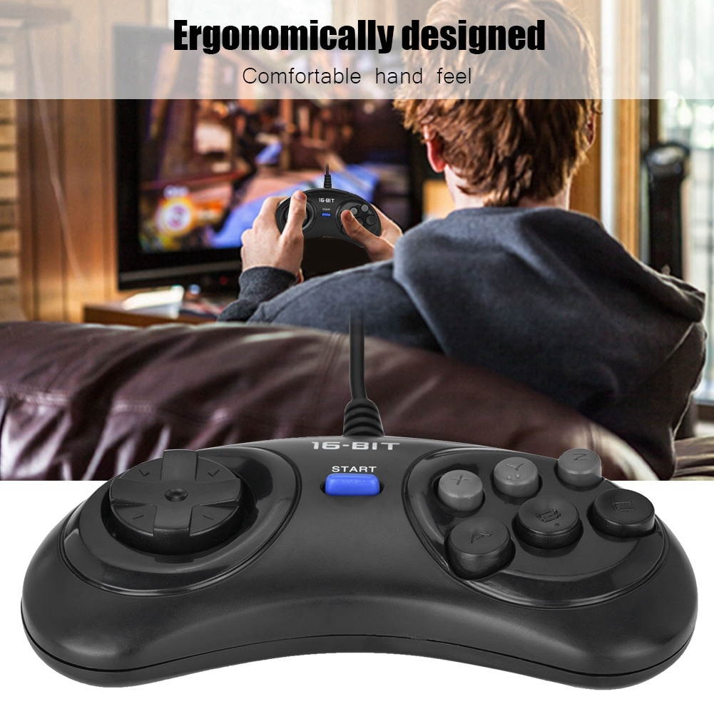 Wired Game Controller Gamepad Joypad Controller Game Console Handle for Sega 16bit