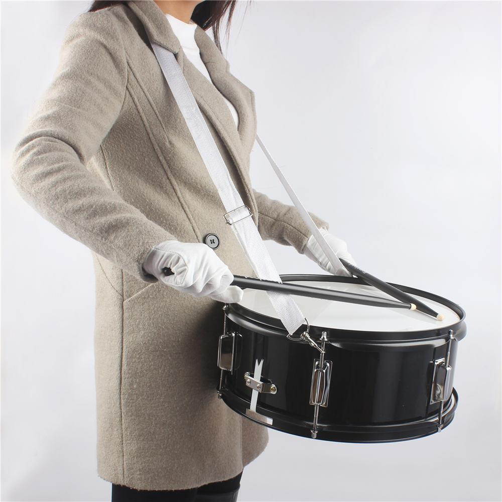 New Black Marching Snare Drum Percussion + Drumsticks + Strap + Wrench