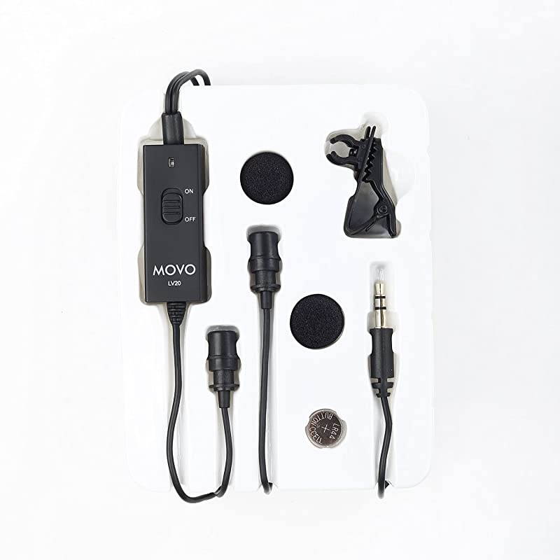 LV20 Dual Lavalier Microphone - Clip-on Omnidirectional Condenser Interview Microphone Set for Cameras, Camcorders, and Recorders