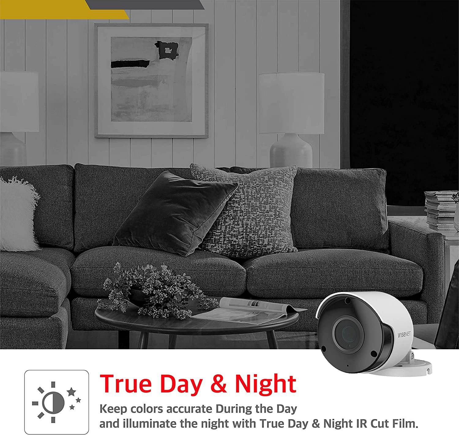 Wisenet SDC-89445BF 5MP CCTV Surveillance Weatherproof Bullet Security Camera 82ft IR Distance Plastic Housing 3.6mm Lens 104&deg; Wide Angle (Five Pack)