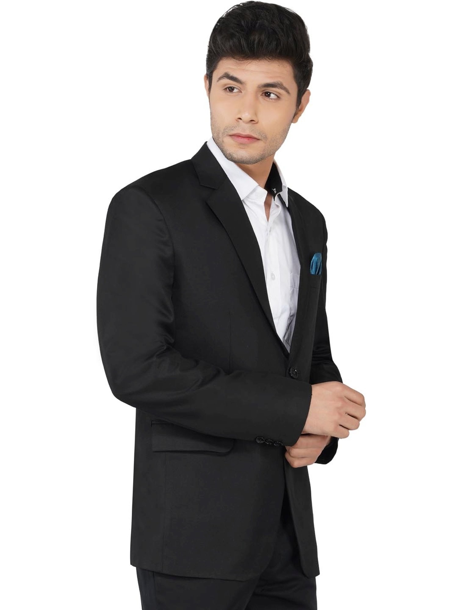 TAHVO Black Cotton Regular Fit Blazer