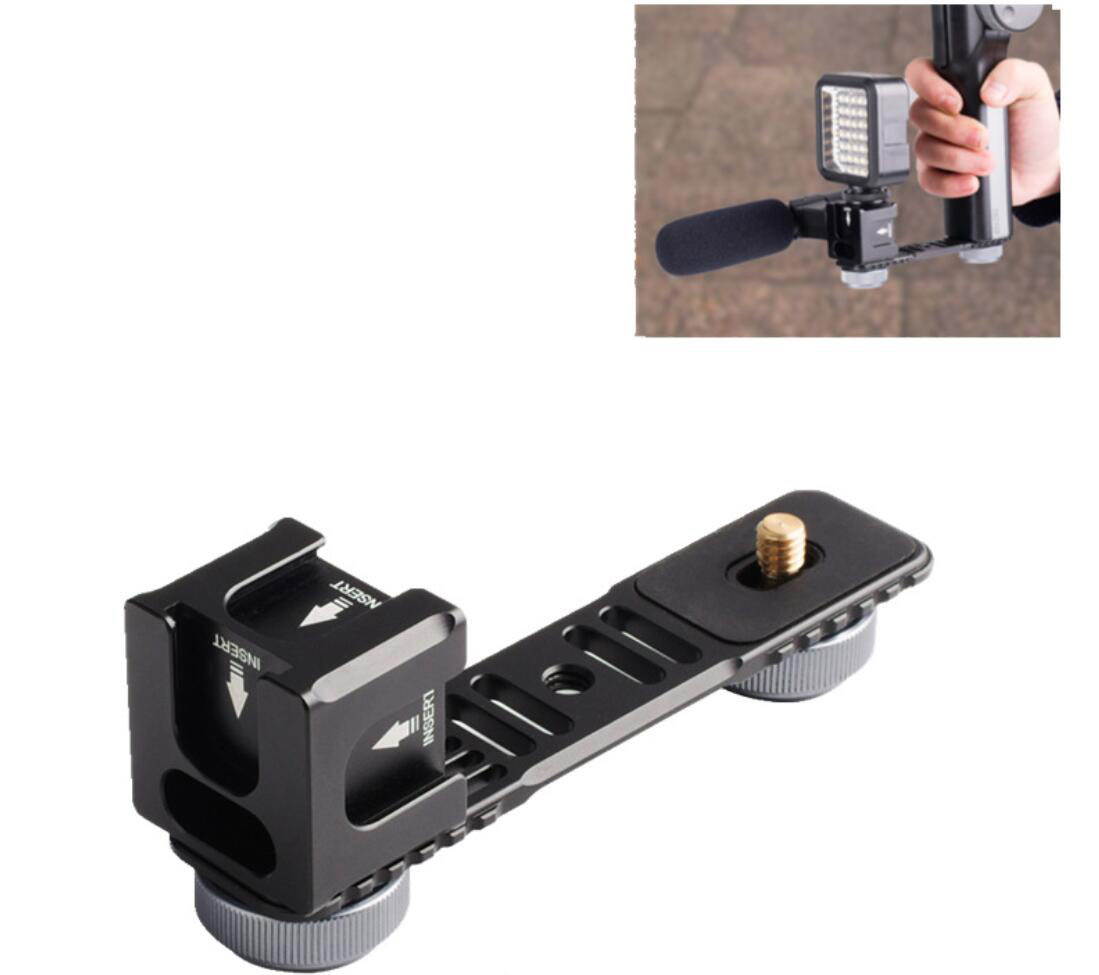 koolehaoda 4-Cold Shoe Mount Gimbal Extension Bracket, Universal Mic Stand and Light Mount Plate Adapter for 3Axis Gimbal with 1/4'' Threads for LED/Mic Mounting
