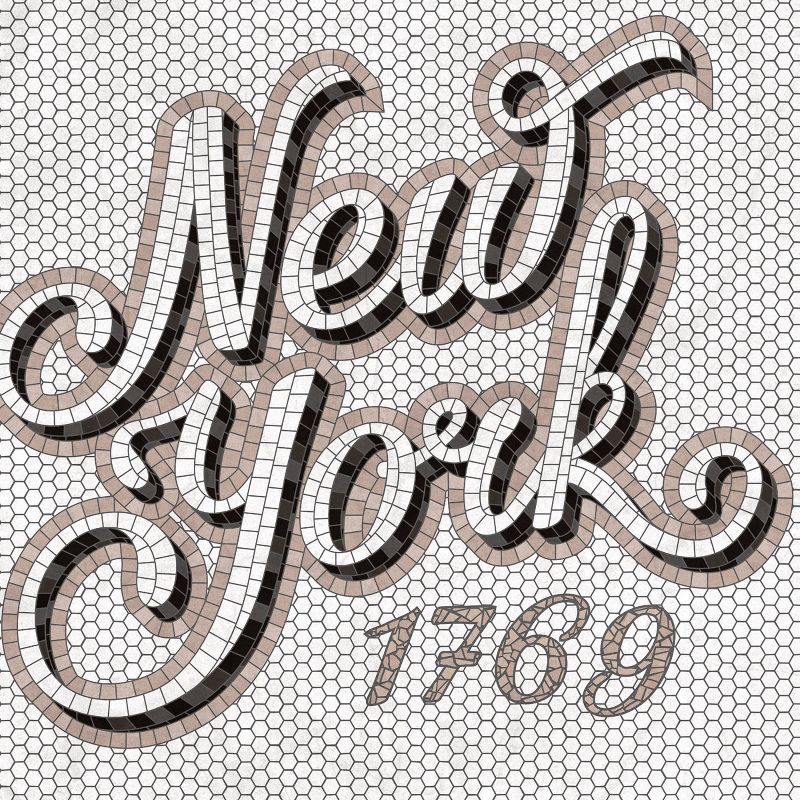 3'x2' Vinyl Mosaic New York Mat Brown - A&A Story