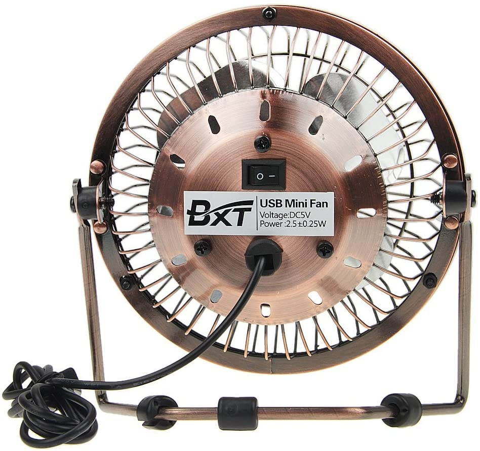 BXT Greenery 360 Degree Quietness Metal Desktop Laptop PC USB Plug Charger Mini Desk Cool Fan (6'' Pink)