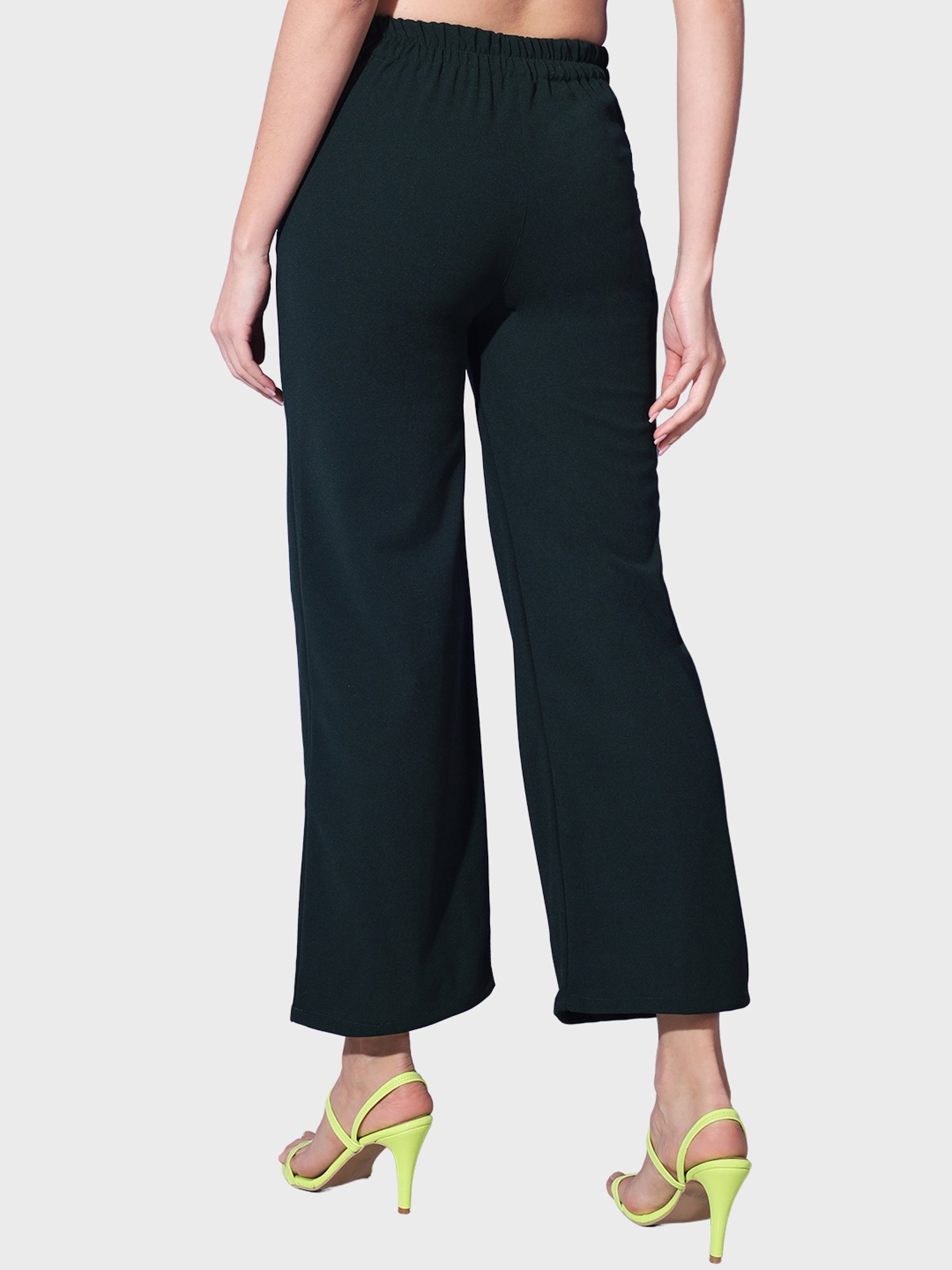 BUYNEWTREND Bottle Green Mid Rise Trousers