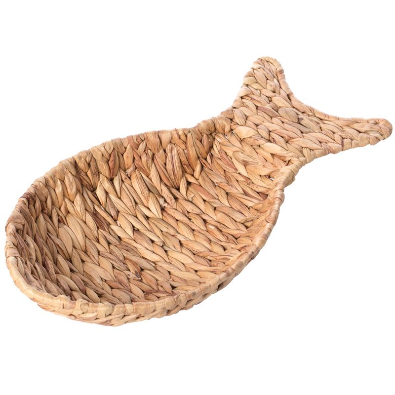 Vintiquewise Decorative Woven Water Hyacinth Fish Design Tray