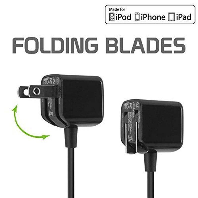 Cellet Folding Blade AC Wall Home and Travel Charger Compatible with iPhone 11 Pro Max Xs Max XR X 8 Plus 7 Plus 6S Plus 6 Plus iPad Pro Air Mini (Apple MFI Certified) Lightning Cable