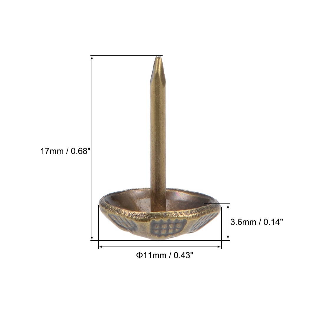 Upholstery Nails Tacks 11mm Head Dia Antique Thumb Push Pins Bronze Tone 130 Pcs