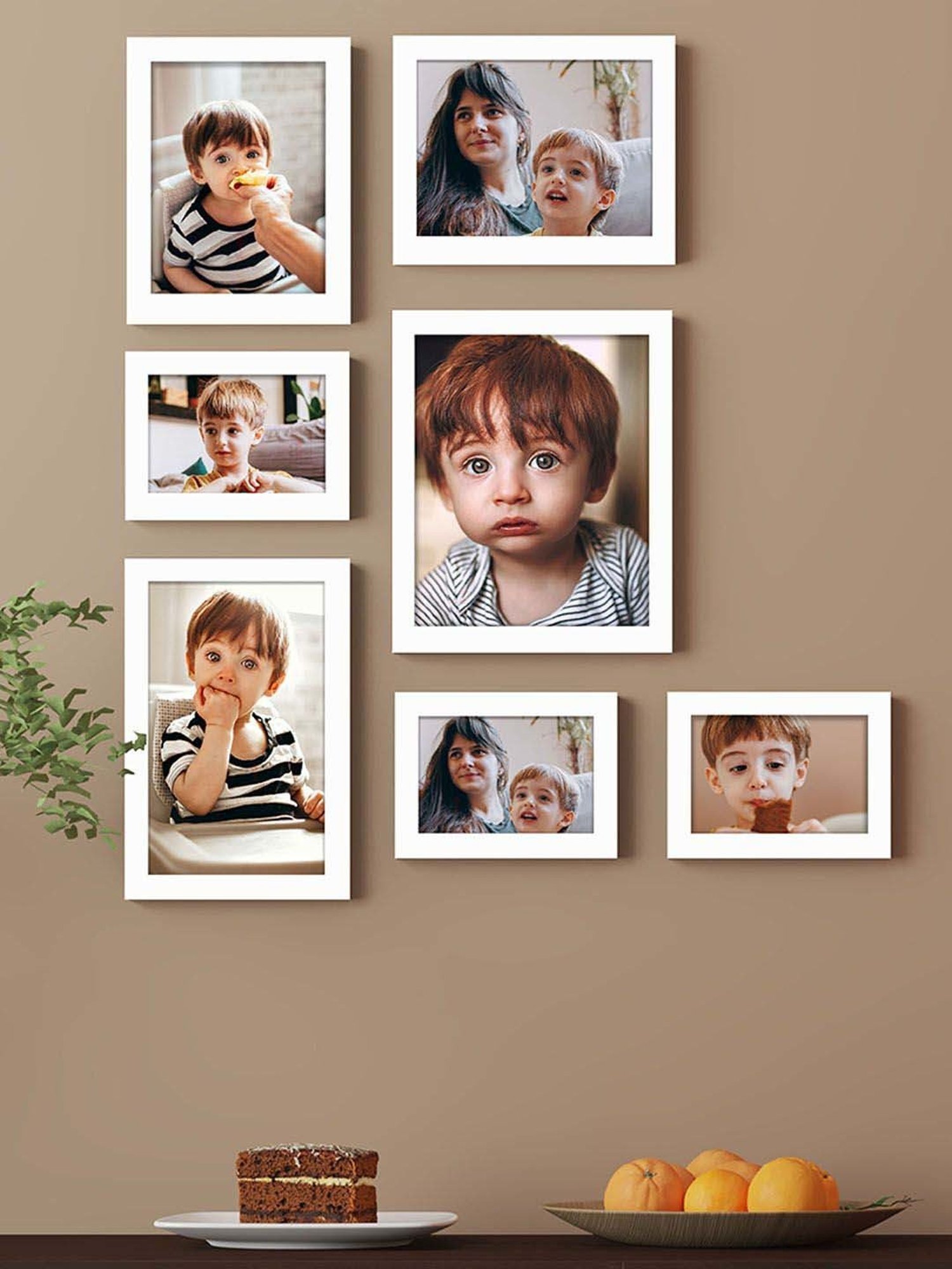 Art Street White Synthetic Dark Horse Wall Photo Frame - Set of 7