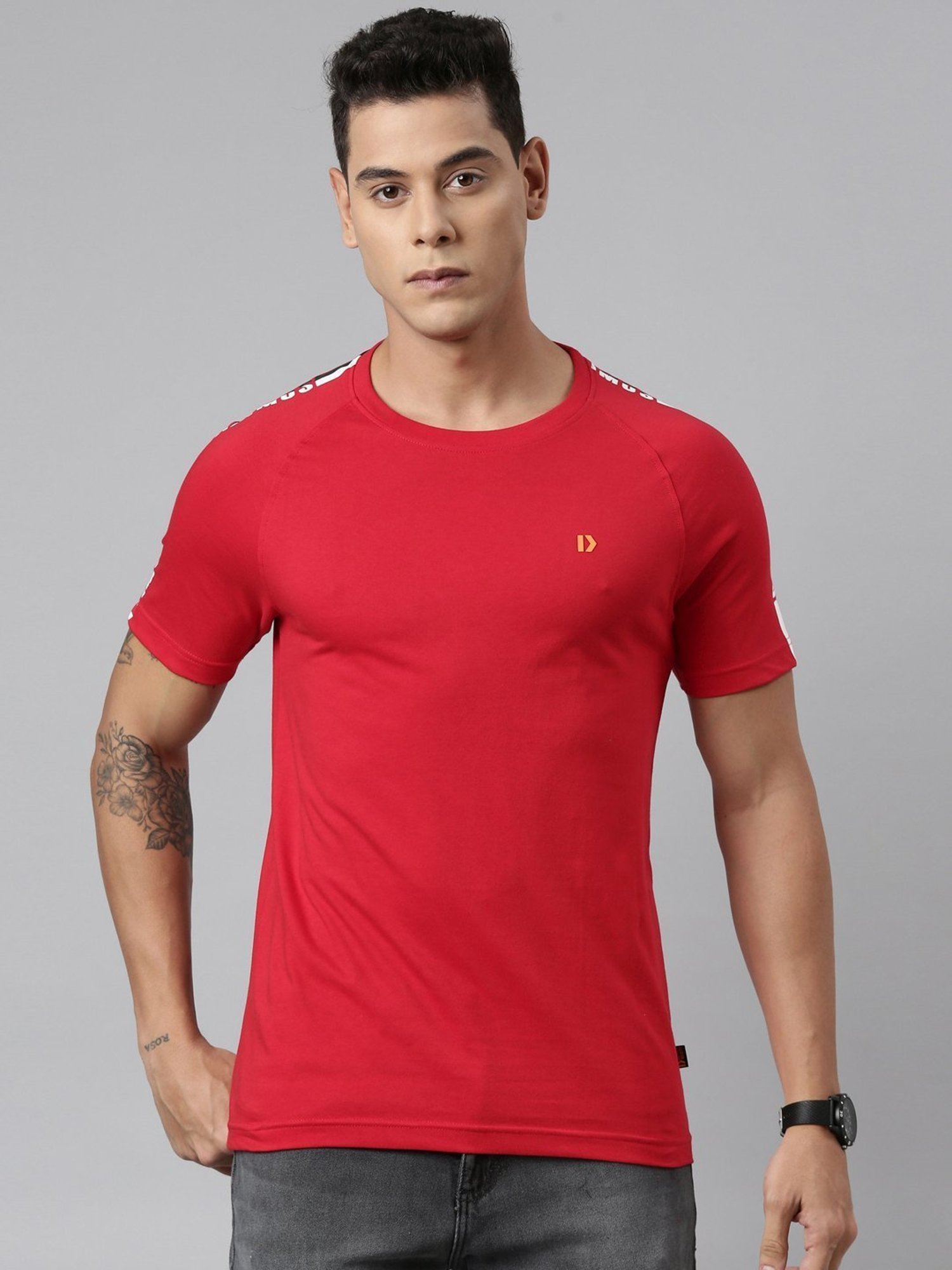 Dixcy Scott Maximus Red Cotton Regular Fit T-Shirt