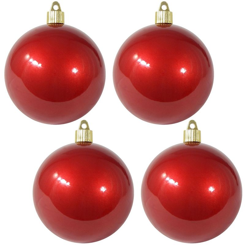 Christmas by Krebs 4ct Candy Red Shatterproof Christmas Ball Ornaments 4" (100mm)