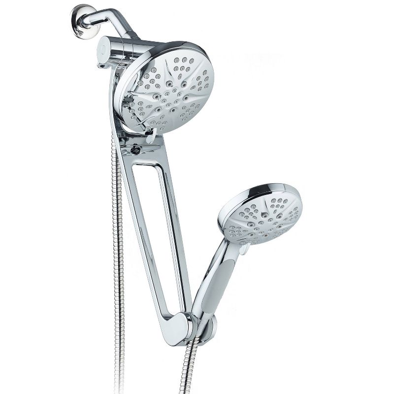 6" 48 Setting Hotelspa Aquabar High Pressure Luxury Three-Way Handheld Shower Head Combo Chrome - AquaDance