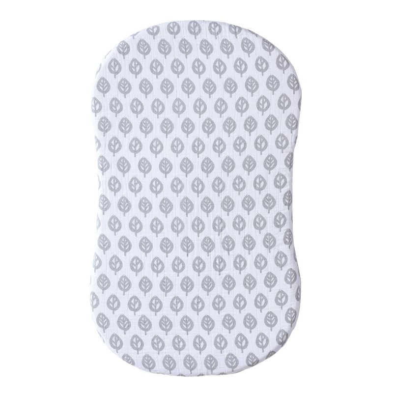 HALO Bassinest Fitted Sheet 100% Cotton Muslin - Gray Leaf