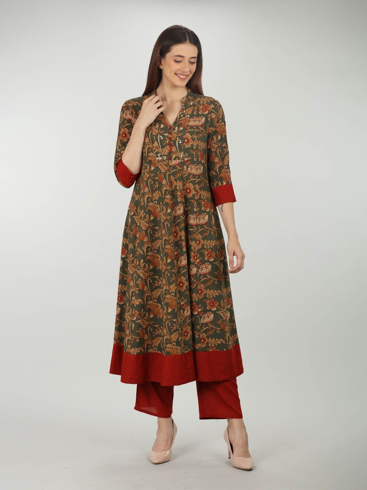 Mustard Maroon Rayon Regular Fit Pants