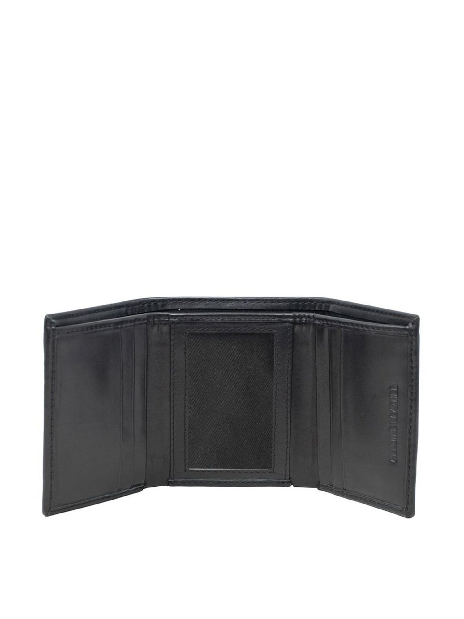 Tohl Black Casual Leather Tri-Fold Wallet for Men