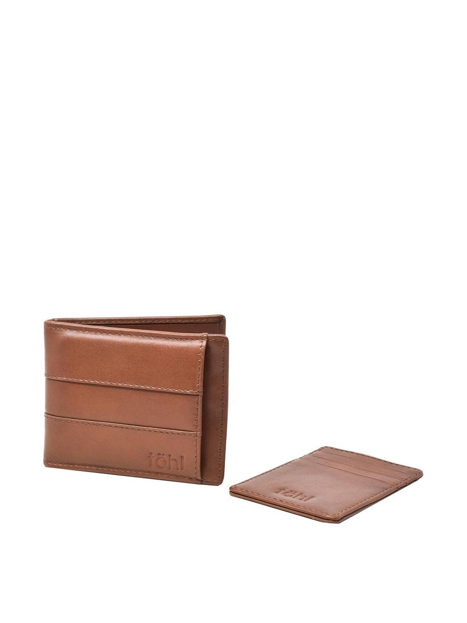 Tohl Viga Tan Casual Leather Bi-Fold Wallet With Card Holder for Men