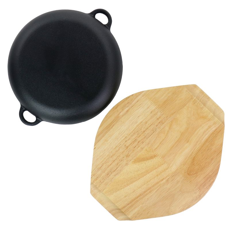 Calvary Nonstick Cast Iron Au Gratin Pan with Wooden Base Set