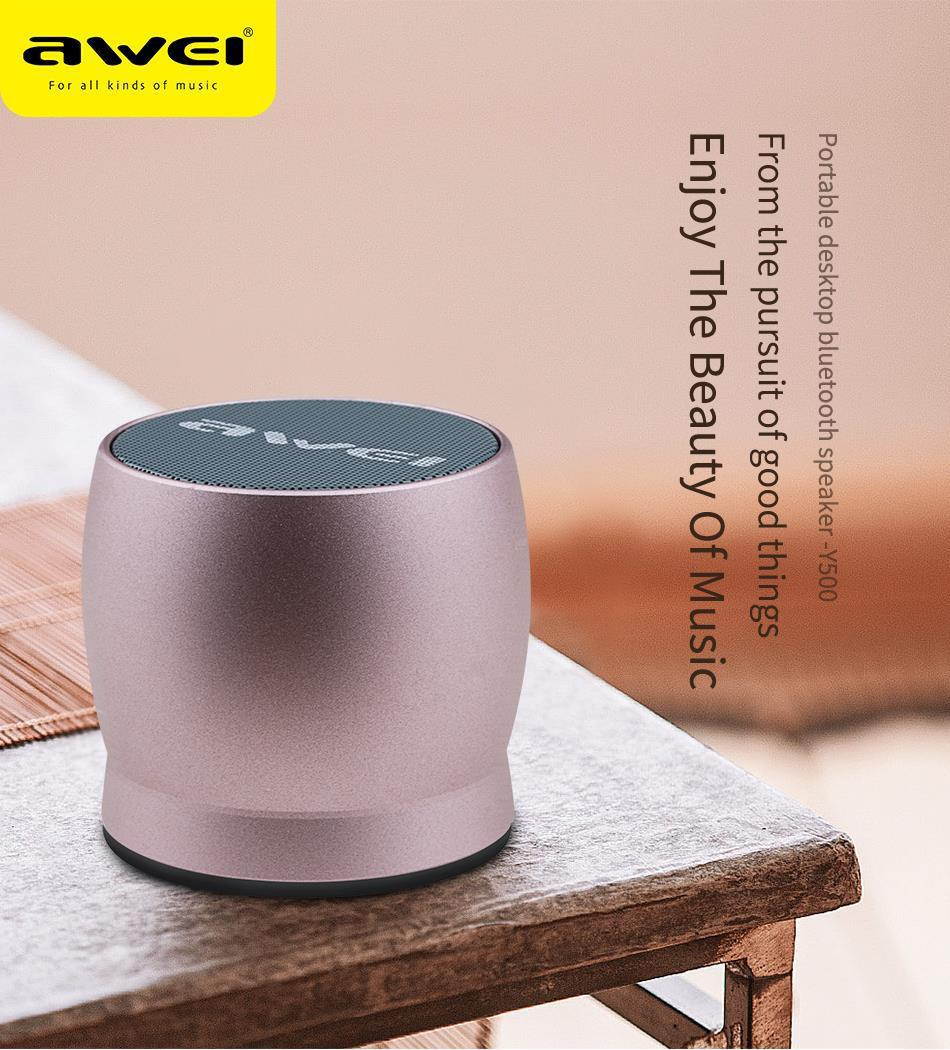 Awei Y500 Mini Bluetooth Speaker 3D Stereo Laptop Portable Wireless Speaker TF Card Audio USB Music Player PC Speaker (Silver)