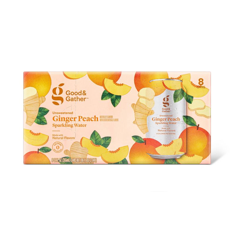 Ginger Peach Sparkling Water - 8pk/12 fl oz Cans - Good & Gather™