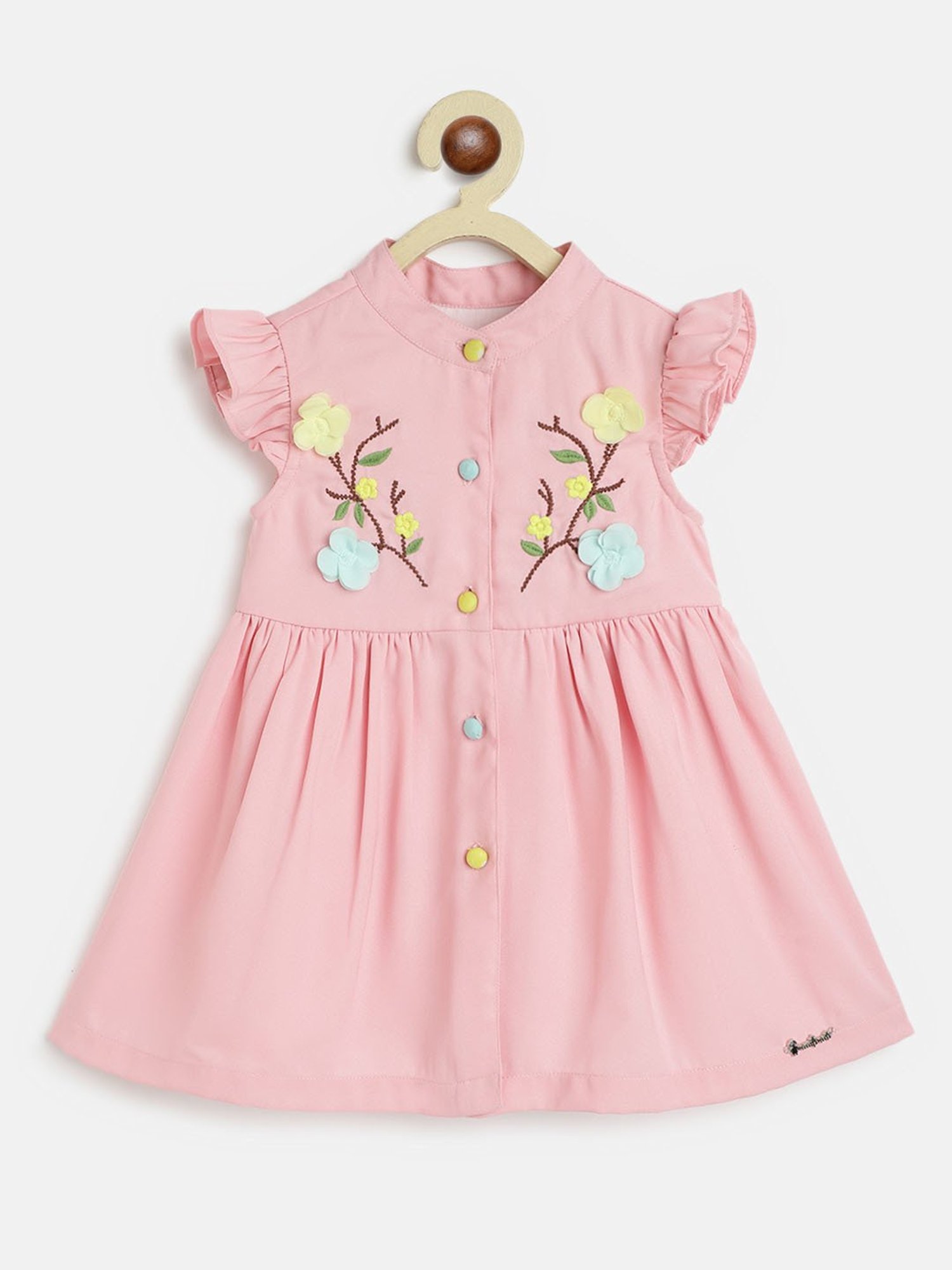 Nauti Nati Kids Pink Embroidered Dress