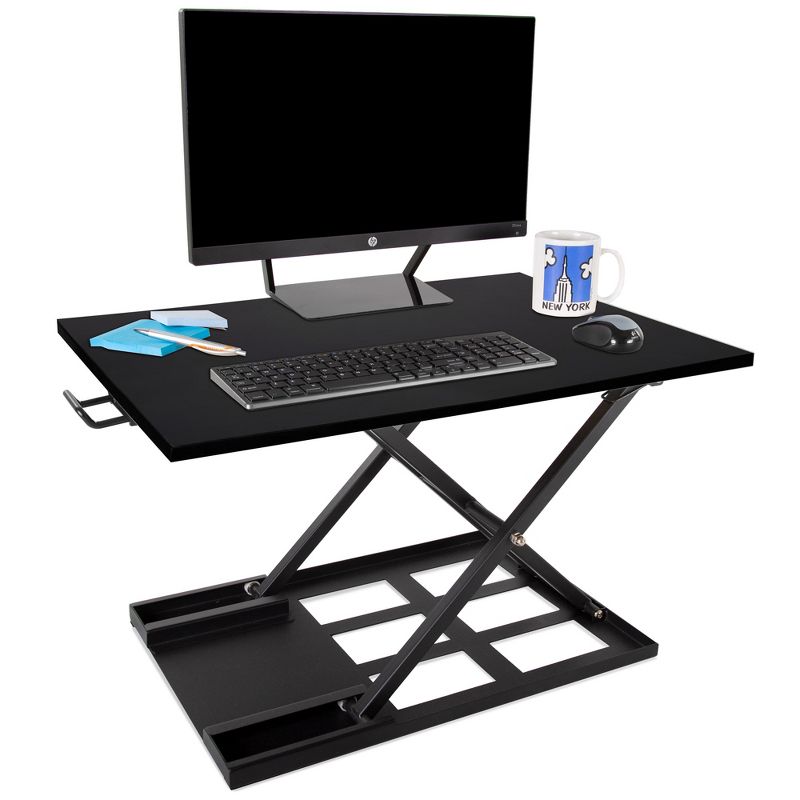 X-Elite Pro 28" Standing Desk Converter with Pneumatic Height-Adjustment - Black - Stand Steady