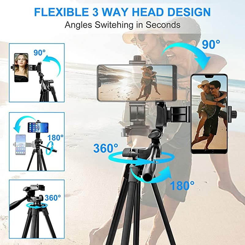 Tripod57 Extendable Travel Tripod Stand with Cell Tripod HolderSmartRemote ShutterCompatible with iAndroid CameraGopro