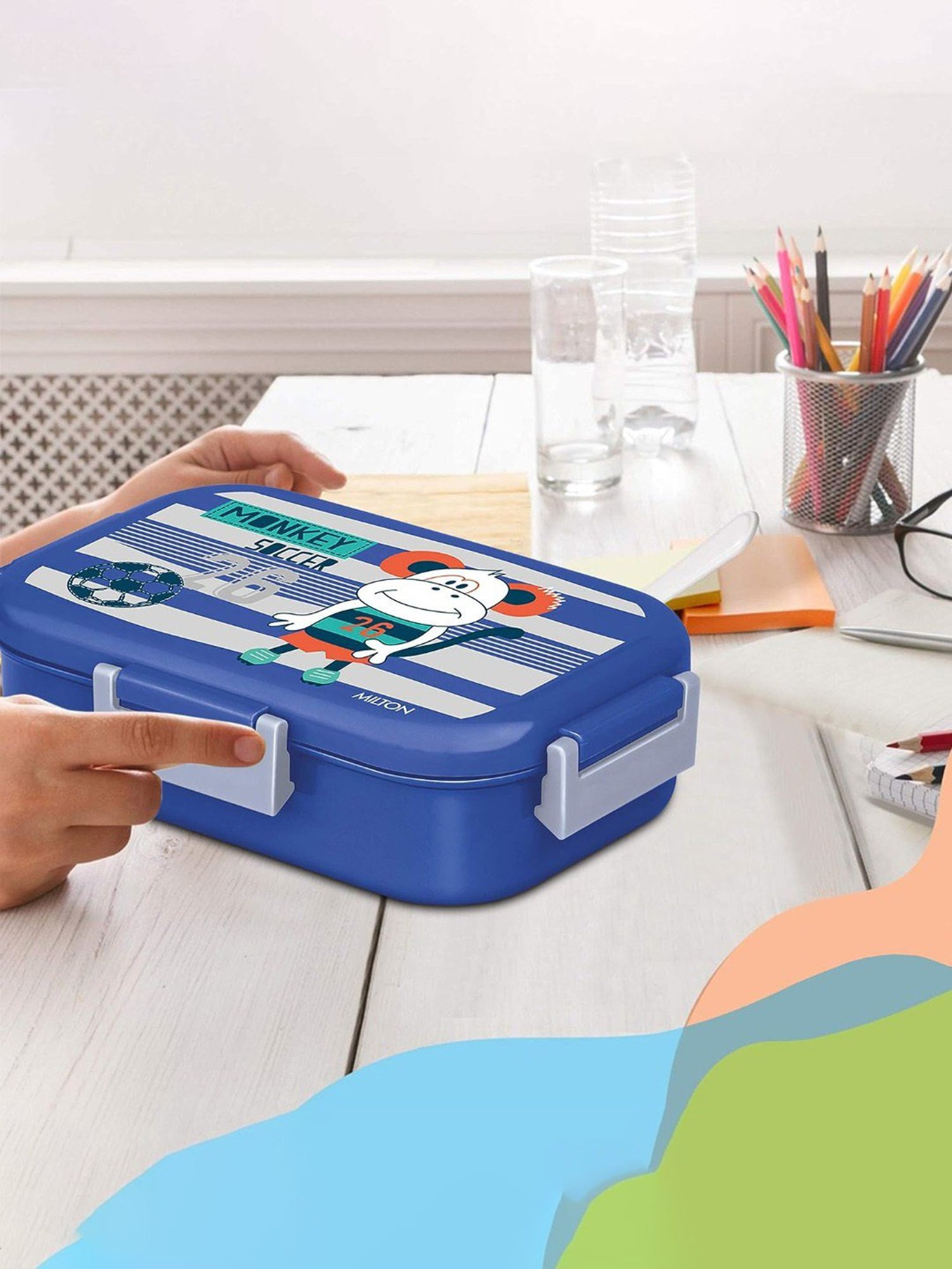 Milton New Flatmate Blue Plastic & Steel Tiffin Box (700 ml)