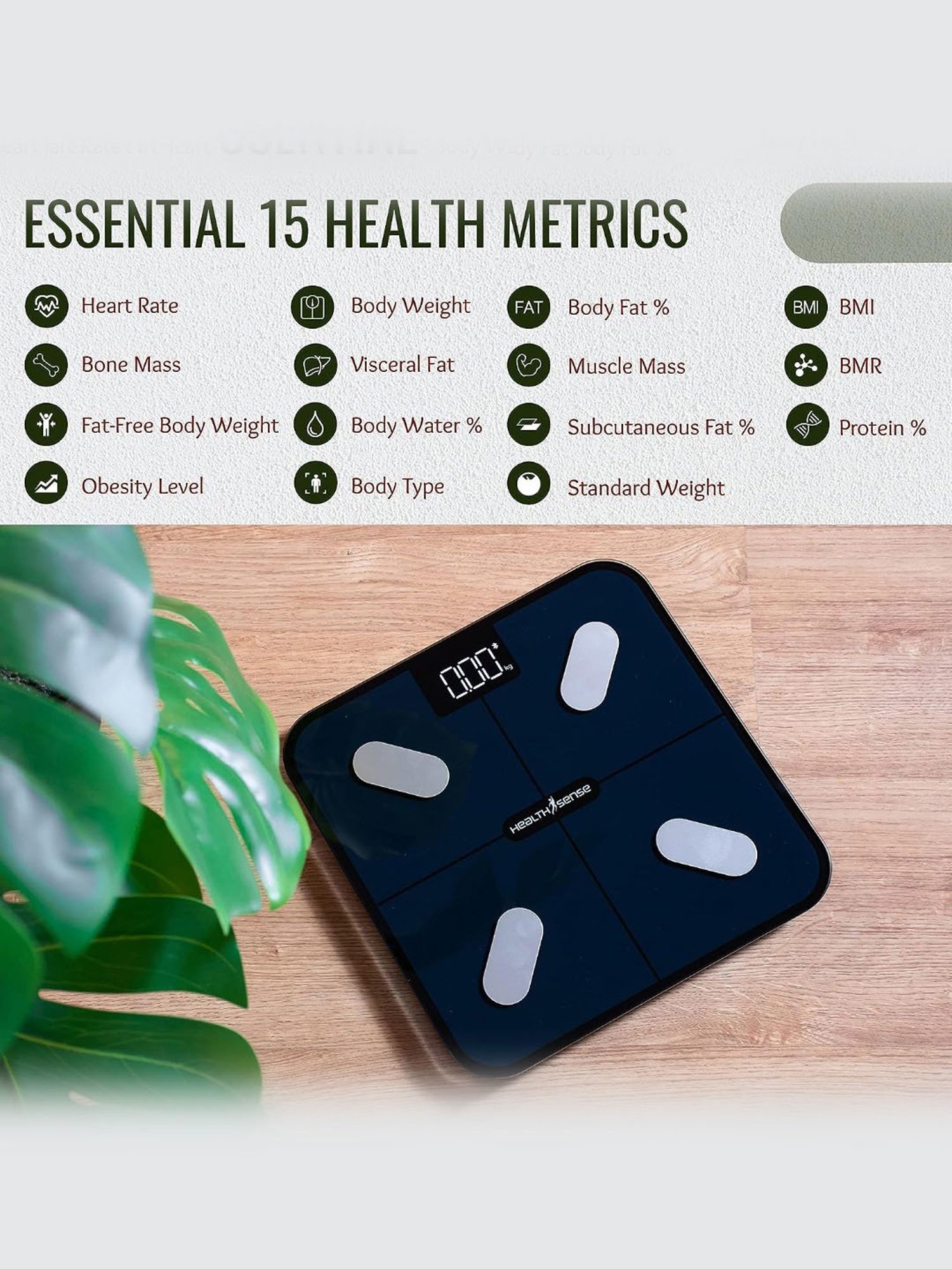 HealthSense HealthU Plus Smart Bluetooth Weighing Scale with Heart-Rate BS 181 (Navy Blue)