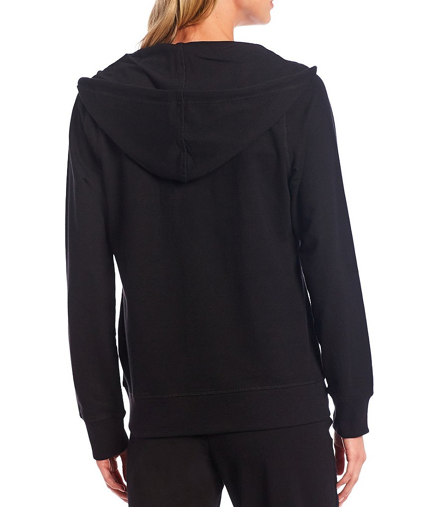 Calvin Klein Solid French Terry Long Sleeve Knit Zip Front Coordinating Drawstring Hoodie