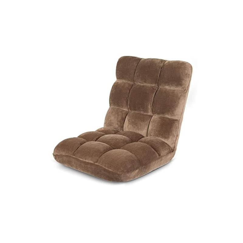 Adjustable 14-Position Memory Foam Floor Chair - Pillow Gaming Chair - Comfortable Back Support - Cushion Dorm Rocker - Comfy for Reading Game Meditating - Fully Assembled - Brown
