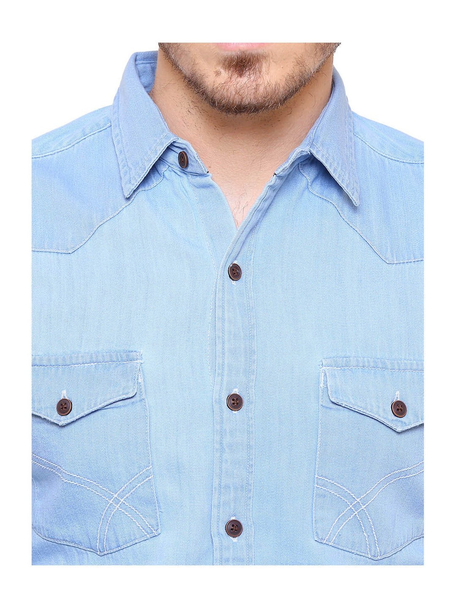 Southbay Light Blue Solid Slim Fit Shirt