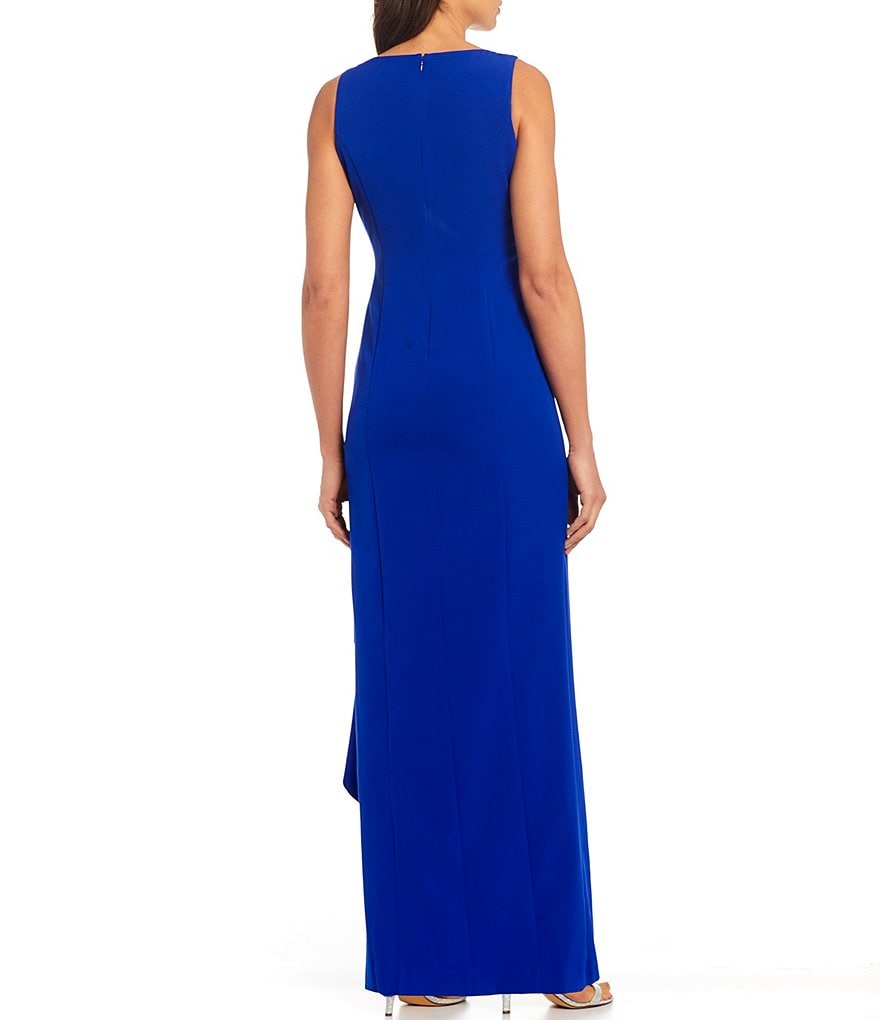 Marina Sleeveless Side Drape Scuba Gown