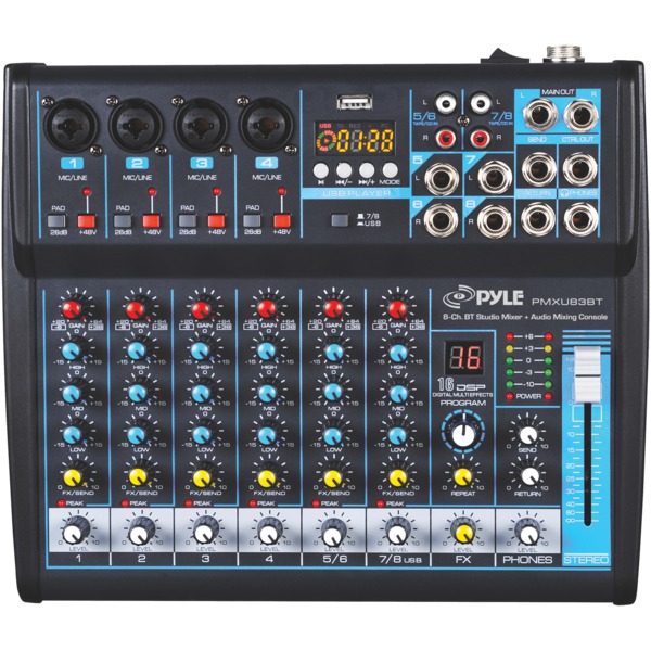 8-Channel Bluetooth(R) Pro Audio DJ Sound Mixer