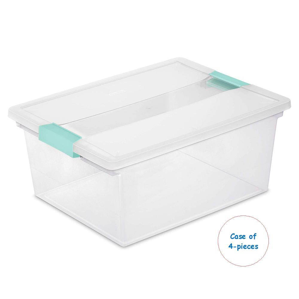 Sterilite 19658604 Deep Clip Box, Fern - 4-pack