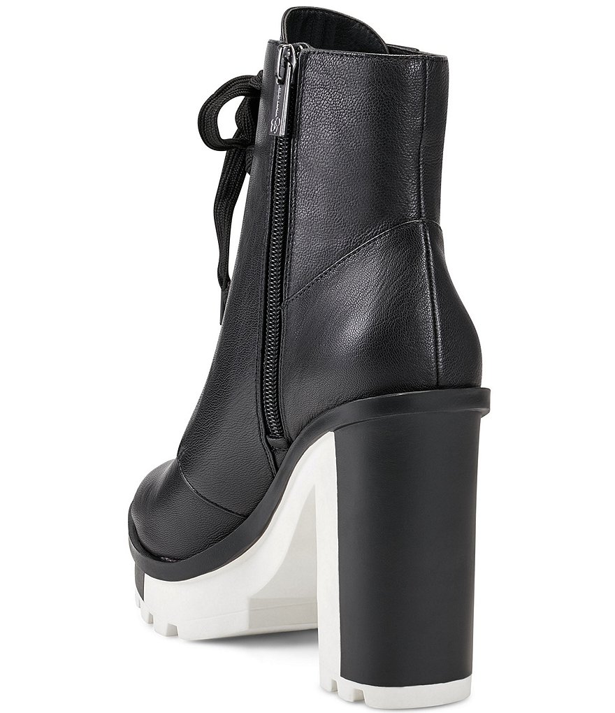 Jessica Simpson Lizzah Leather Peep Toe Platform Block Heel Lug Sole Booties