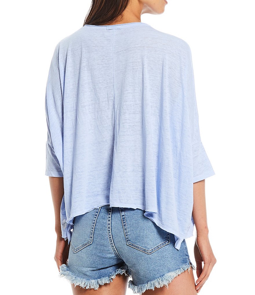 Free People FP Movement Burn Baby Burn Cotton Blend 3/4 Sleeve Soft Tee