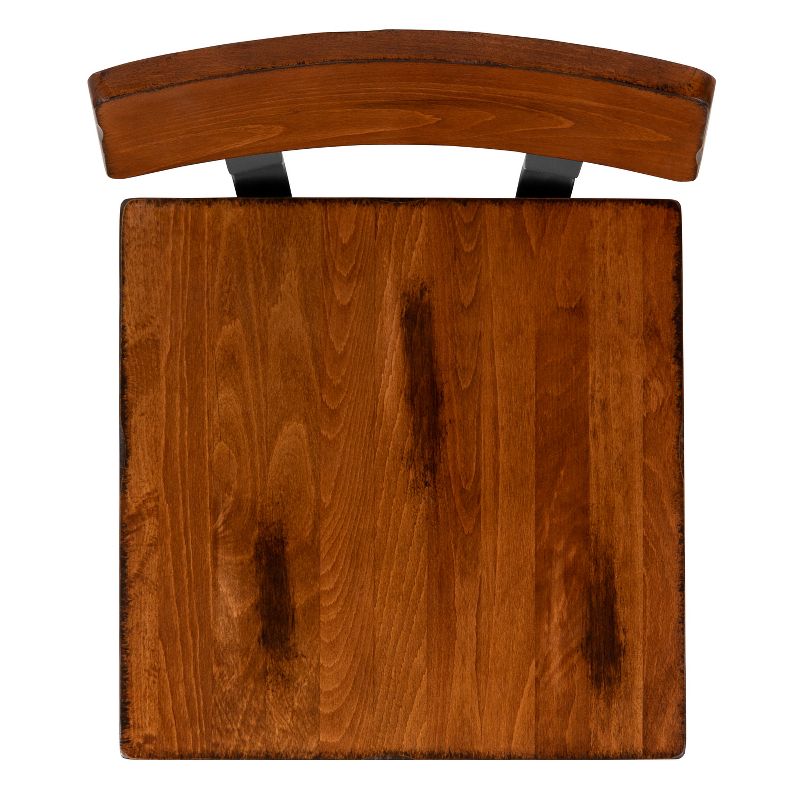 Emma and Oliver 4 Pack Commercial Grade Rustic Walnut Industrial Style Wood Dining Barstool