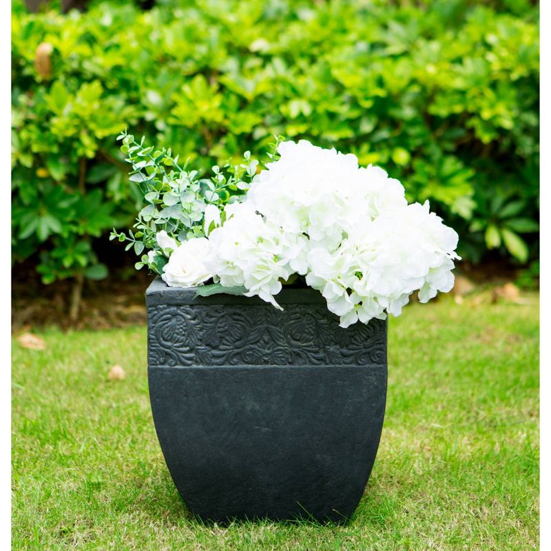 12.2" Kante Lightweight Traditional Square Planter Charcoal - Rosemead Home & Garden, Inc.