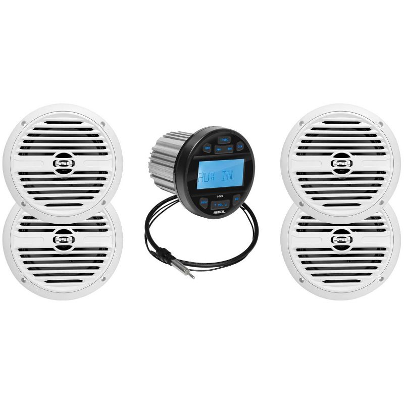 Sound Storm SGR3.64 Marine Gauge Bluetooth MP3 WMA FM Multimedia Player and Speaker Boat Audio Sound System with Wireless Remote