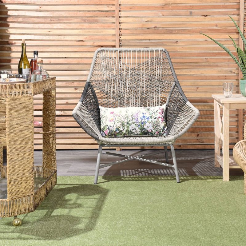 14"x24" Oversize Reversible Indoor/Outdoor Garden and Butterflies Lumbar Throw Pillow - Mina Victory