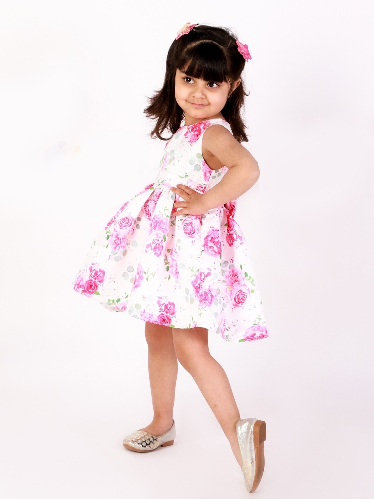 KidsDew White & Pink Floral Print Casual Dress