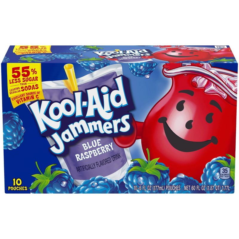 Kool-Aid Jammers Blue Raspberry Juice Drinks - 10pk/6 fl oz Pouches