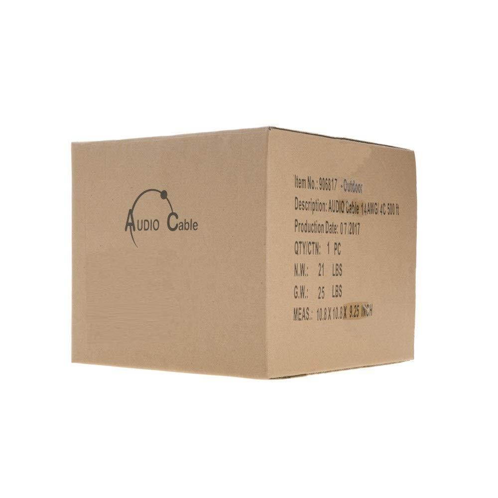 500FT Outdoor UV Protection Rated Professional Speaker Audio Cable 14AWG Direct Burial 14/4 Bulk Spool (500FT, 14/4)