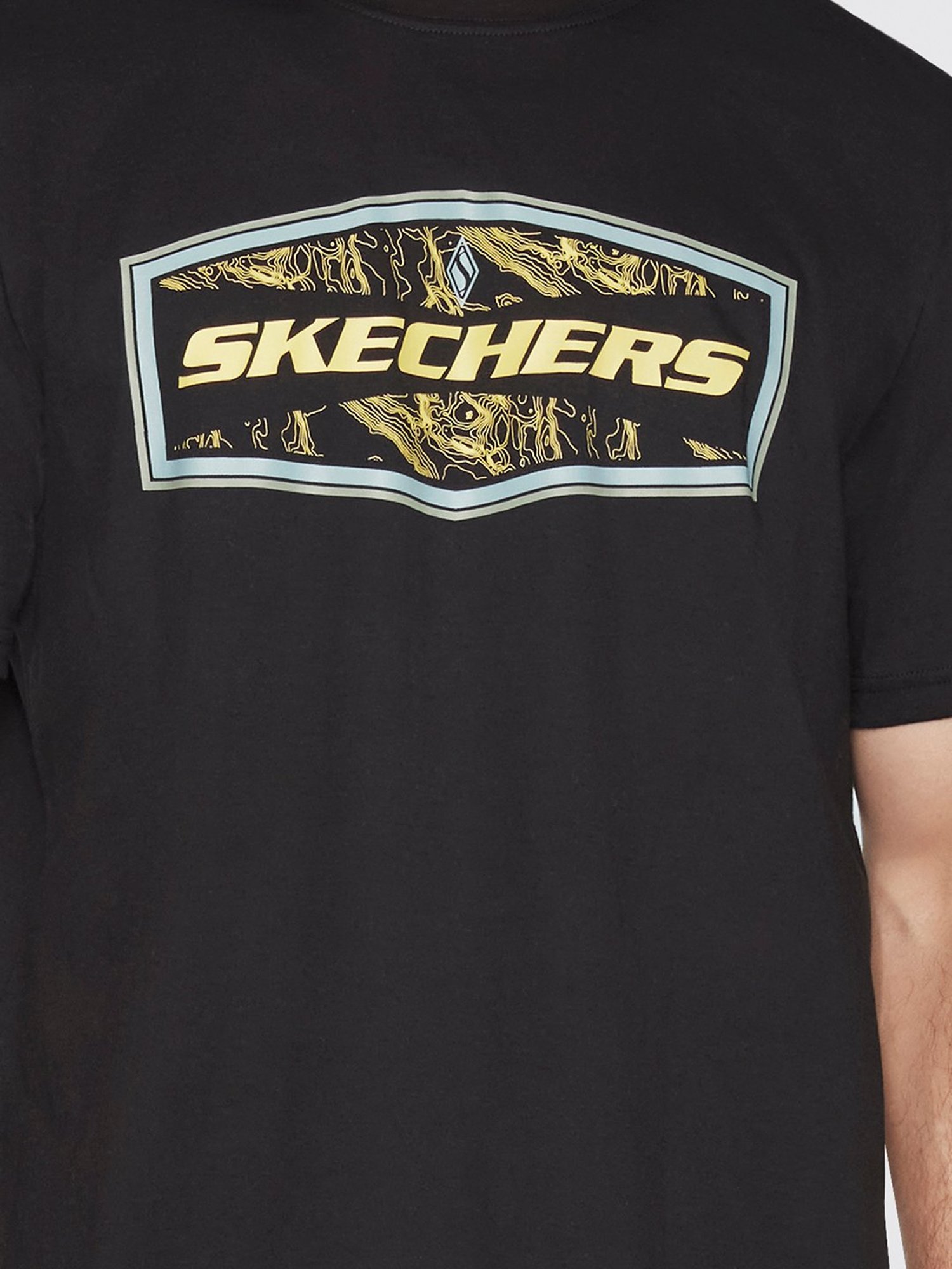 Skechers Black Relaxed Fit Printed Crew T-Shirt